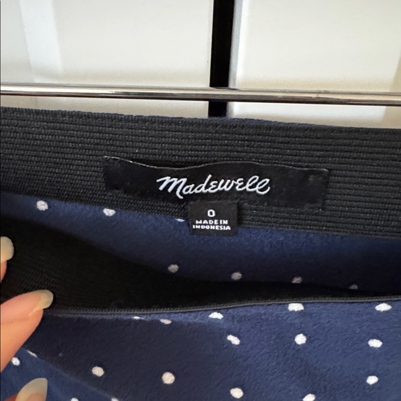 Madewell Navy Midi Skirt with White Polka Dots - Picture 2 of 6
